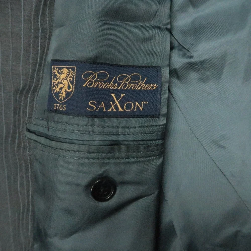 Brooks Brothers Blazer Mens 43R Gray Wool Pinstripe 1818 Madison Saxxon Jacket *